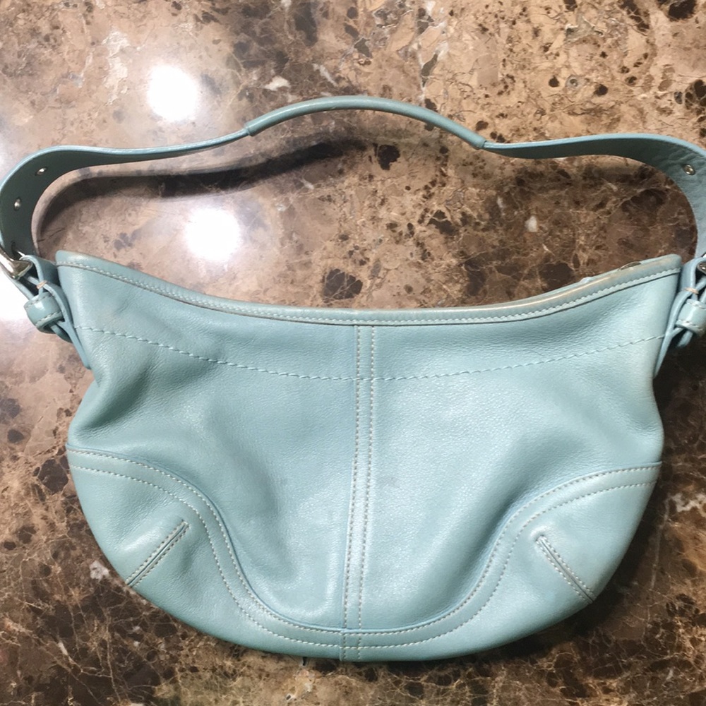 Coach leather robins egg blue Hobo handbag